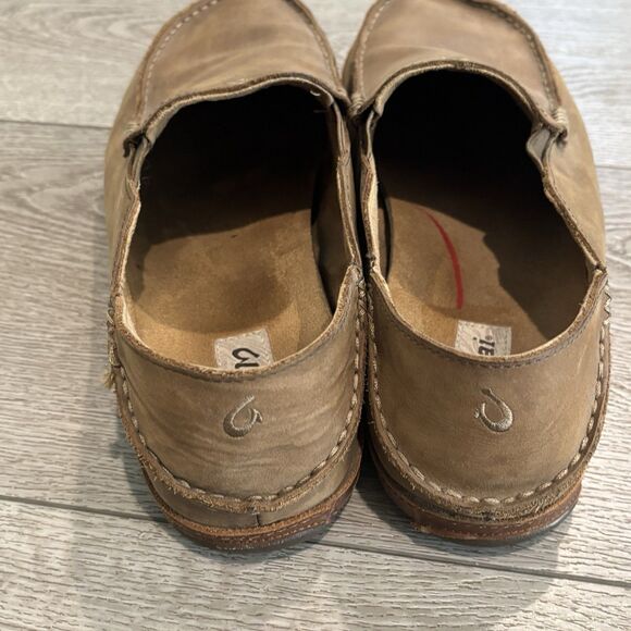 Olukai Moloa Men’s 11.5 Brown Leather Slip On Shoes Casual - Picture 4 of 7